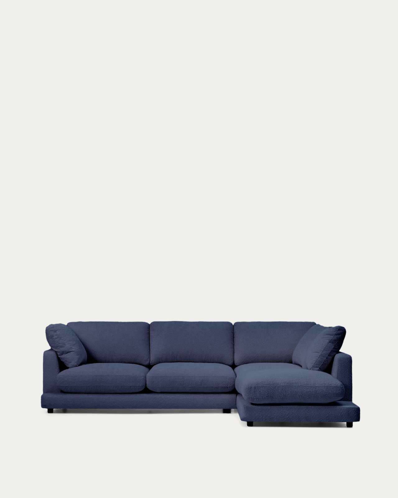 Divano Gala 4 posti ignifugo chaise longue destra in effetto montone blu FSC Mix Credit 300 cm