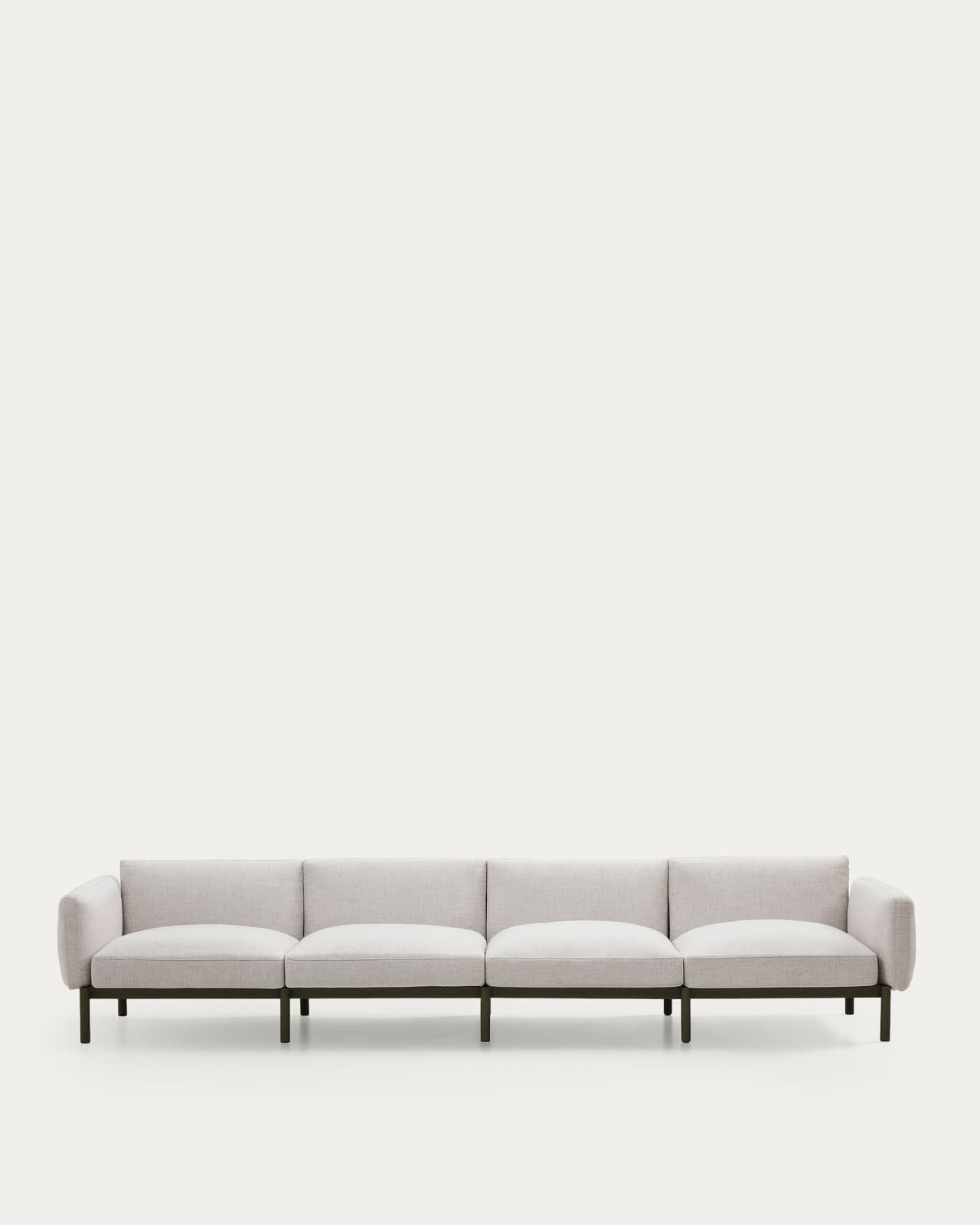 Αρθρωτός 4θέσιος καναπές outdoor Sorells μπεζ ταπετσαρία και πράσινο αλουμίνιο 370 εκ