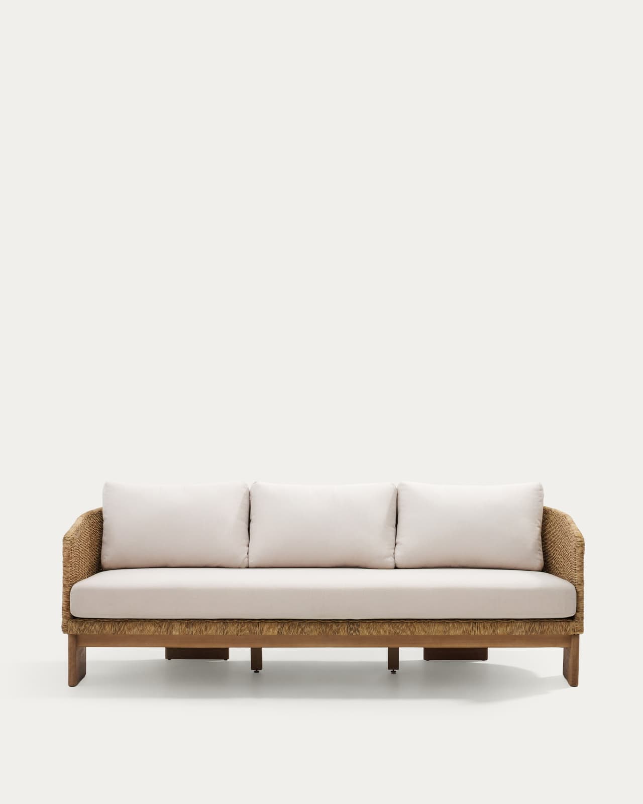 Xoriguer 3-seater sofa in synthetic rattan and solid eucalyptus wood, 223 cm FSC 100%