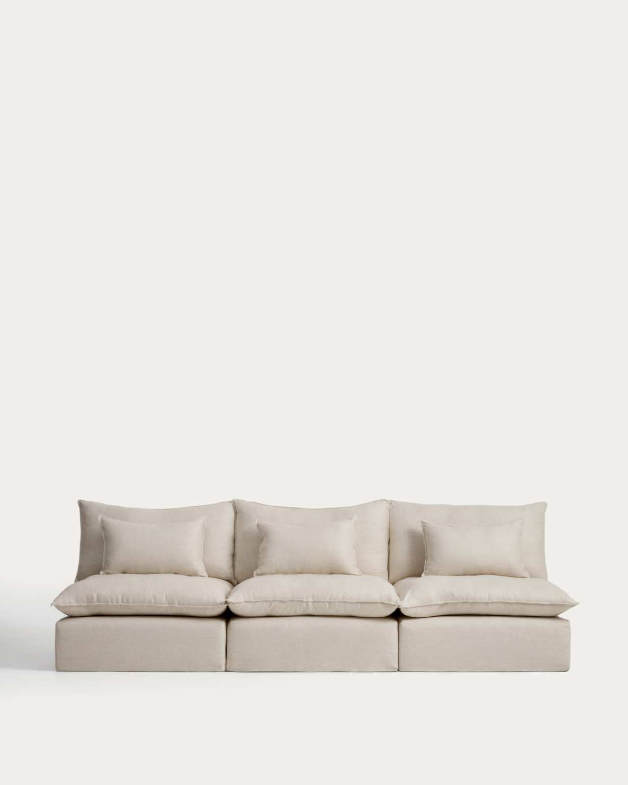 Anarela modulaire bank met 5 plaatsen met afneembare hoes van beige linnen en viscose 330 cm FSC Mix Credit