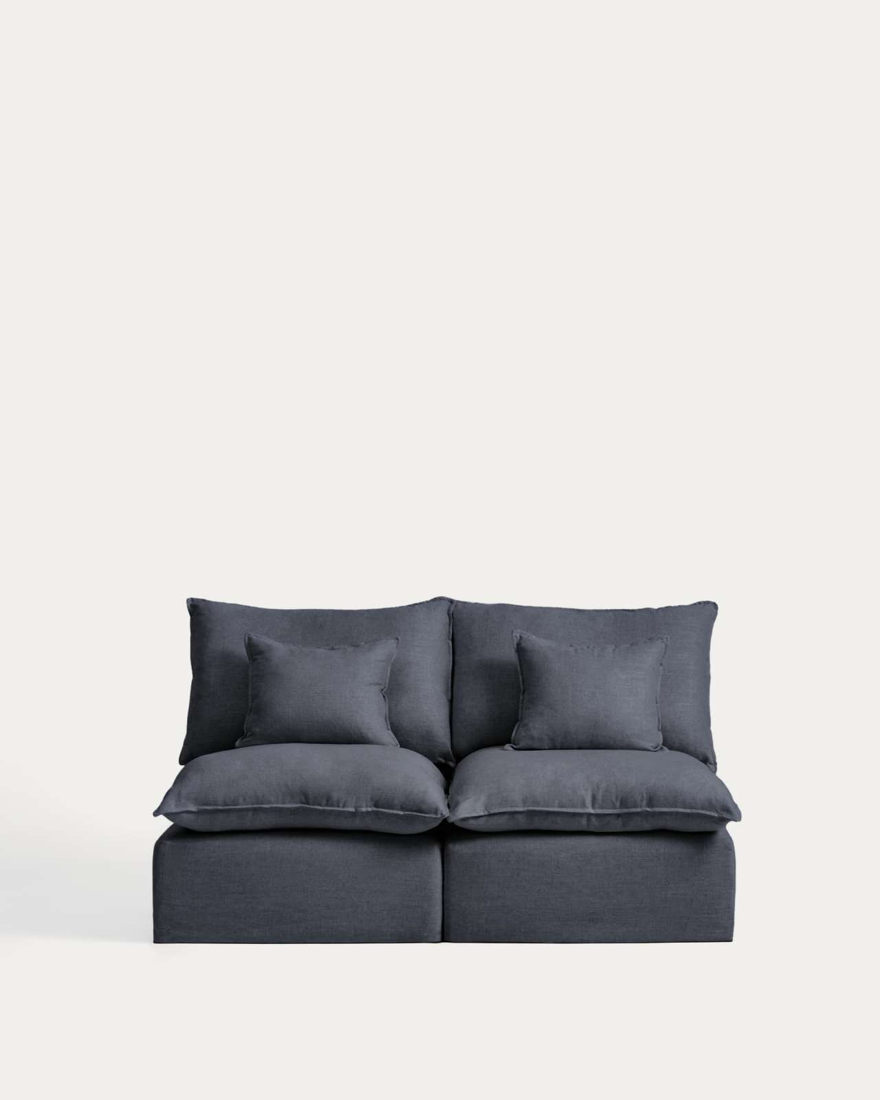 Anarela dark grey linen and viscose 2-seater modular sofa with removable cover 180cm FSC Mix Credit