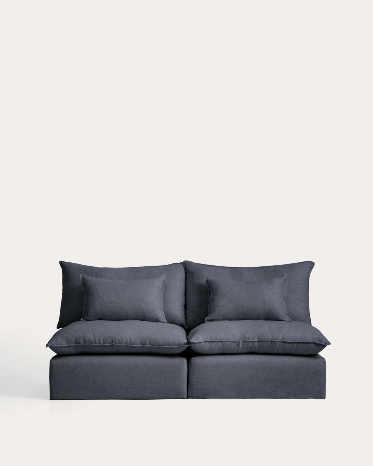 3-Sitzer-Modularsofa Anarela mit abnehmbarem Bezug aus Leinen und Viskose in Dunkelgrau, 220 cm, FSC Mix Credit