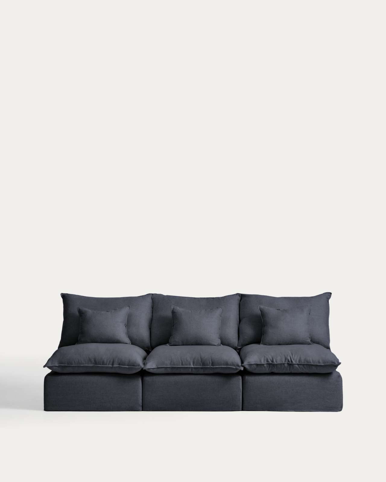 Anarela dark grey linen and viscose 3-seater modular sofa with removable cover 270cm FSC Mix Credit