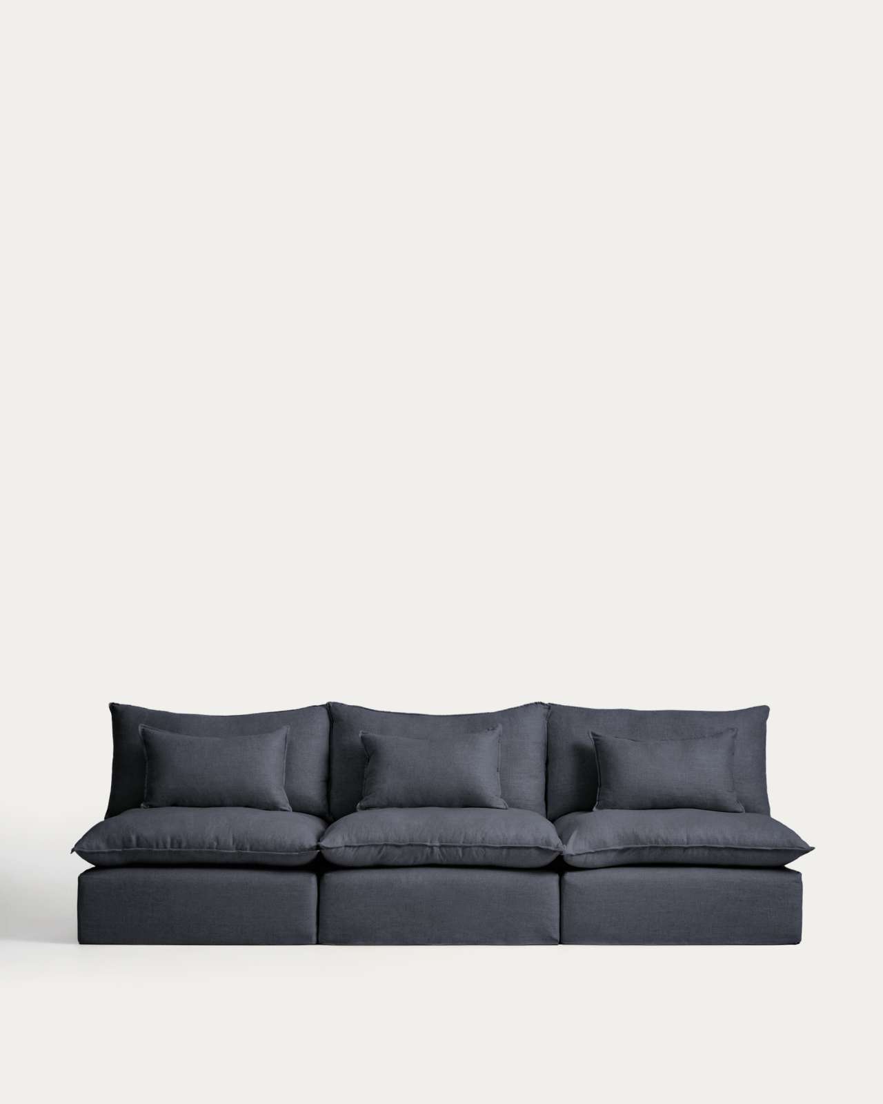 Anarela dark grey linen and viscose 5-seater modular sofa with removable cover 330cm FSC Mix Credit
