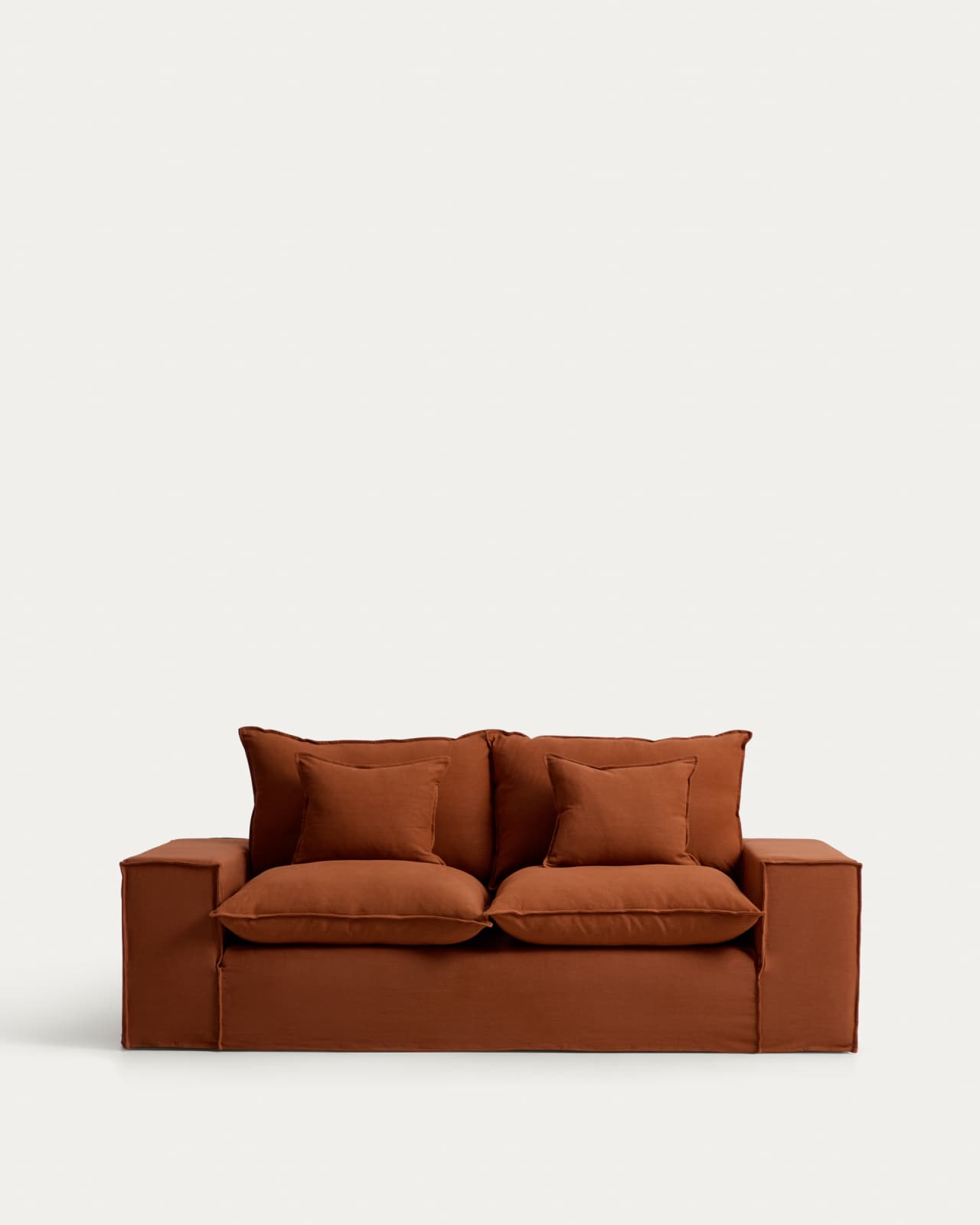 Anarela terracotta linen 2-seater sofa with removable cover 240 cm FSC Mix Credit
