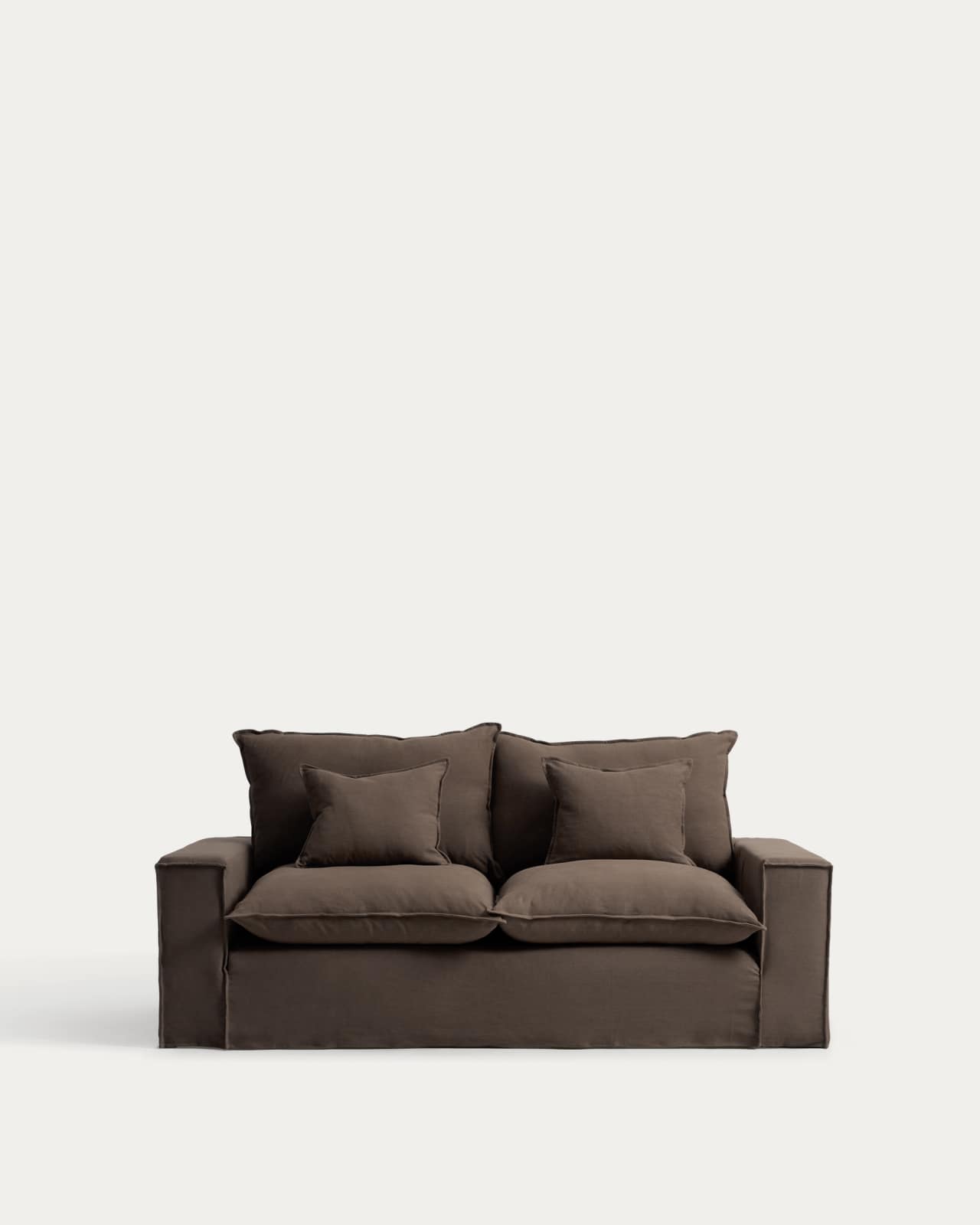 Anarela taupe linen 2-seater sofa with removable cover 220 cm FSC Mix Credit