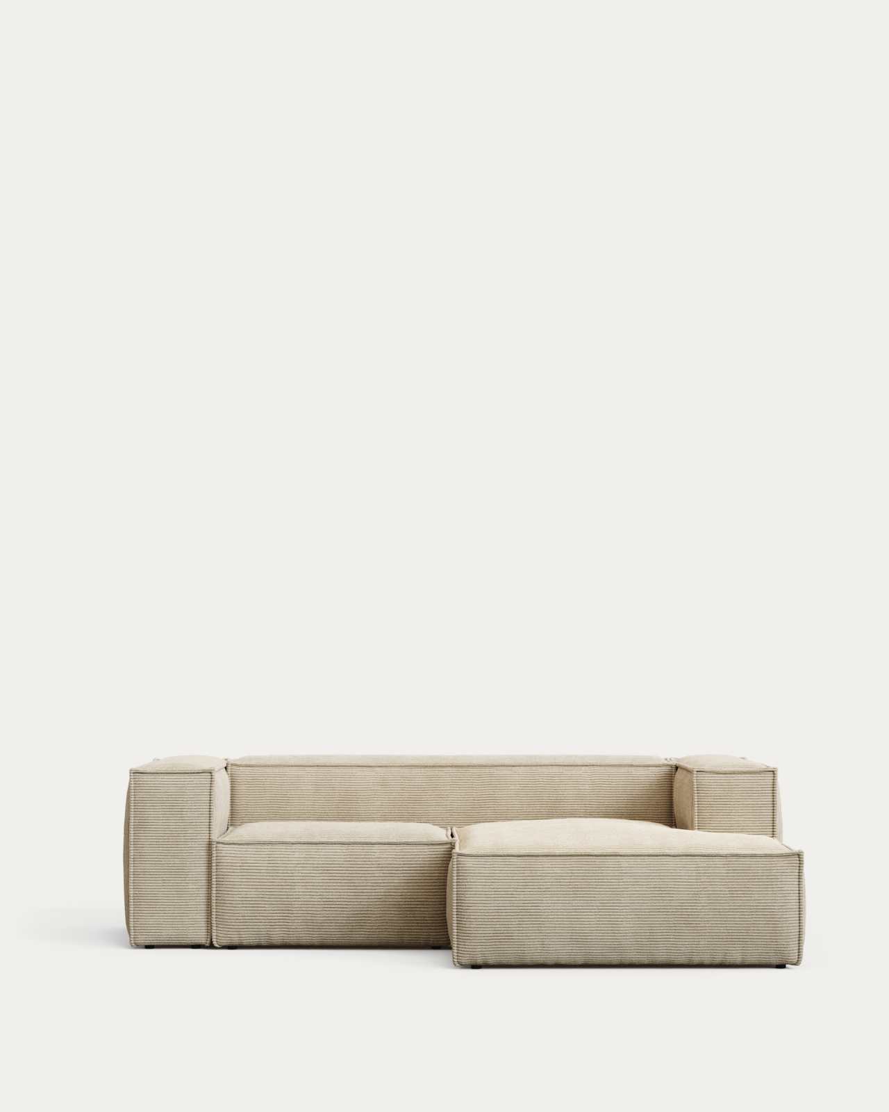 Blok 2-seater right chaise longue sofa in natural thick corduroy 240cm FSC Mix Credit