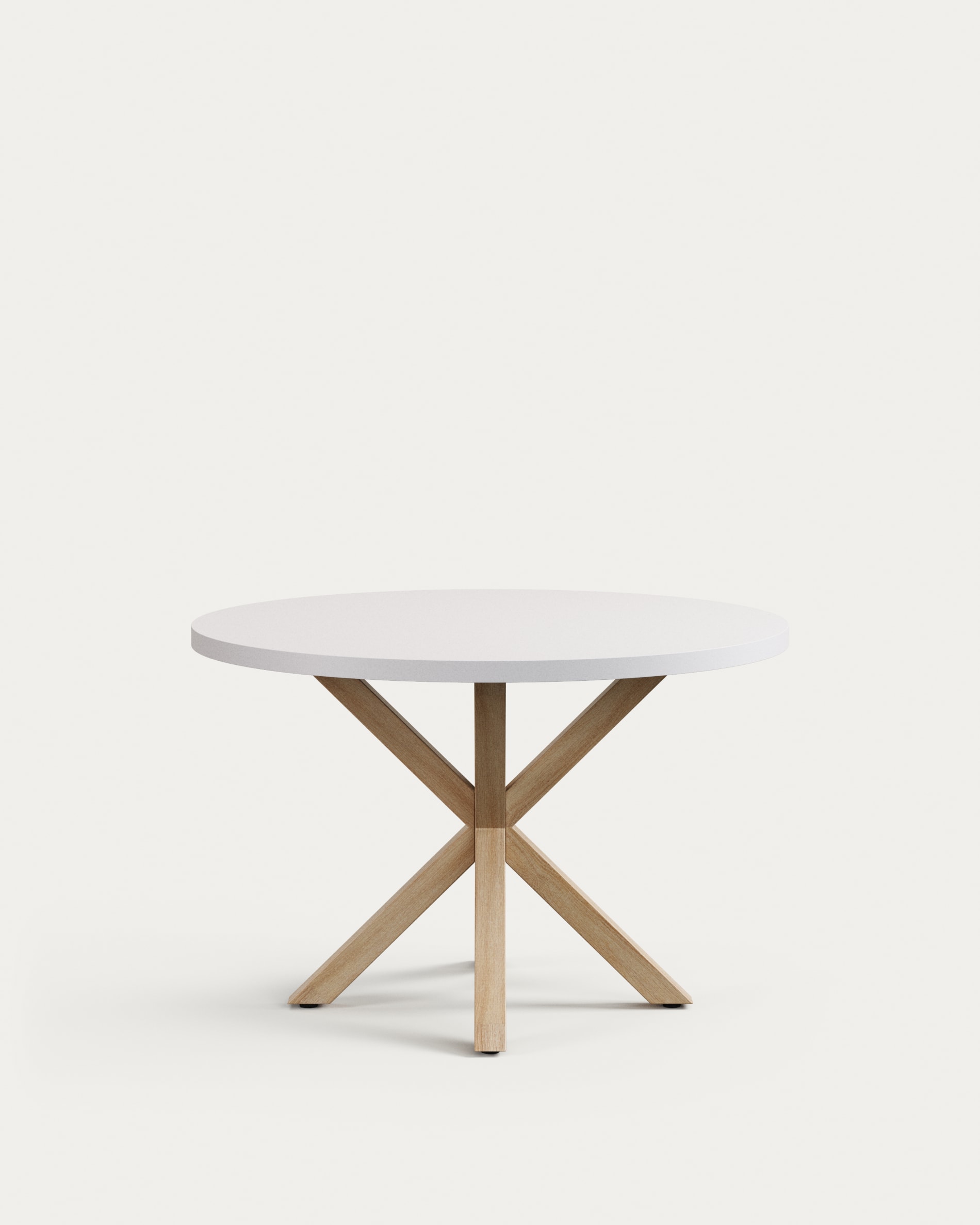 Argo round table in melamine with white finish and wood effect steel legs Ø  120 cm | Kave Home