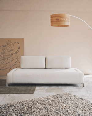 Compo beige chenille 3-seater sofa with beige metal structure 232 cm FSC Mix Credit