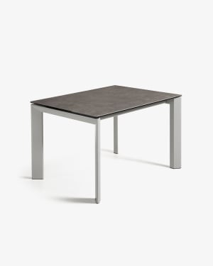 Axis porcelain extendable table in Volcano Ash finish with grey steel legs 140 (200) cm