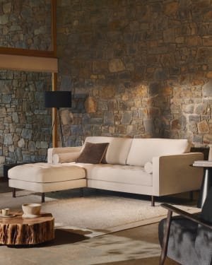 Debra 3-seater sofa with pearl chenille footrest and wenge finished legs, 222 cm FSC Mix Credit