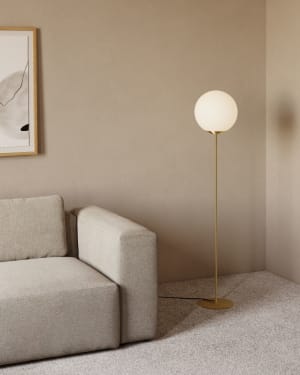 Mahala floor lamp in steel and frosted glass