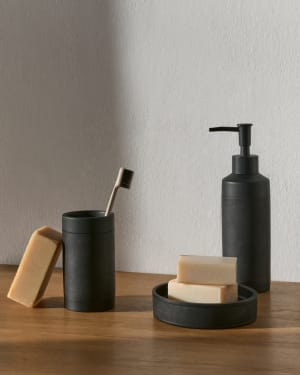Sisel black polyresin soap dispenser