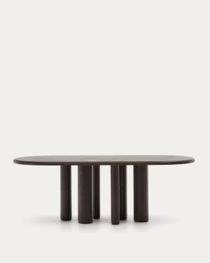 Mailen oval table in ash wood veneer with dark finish, Ø 220 x 105 cm