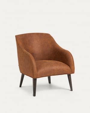 Bobly armchair in light brown fabric with wenge finish legs