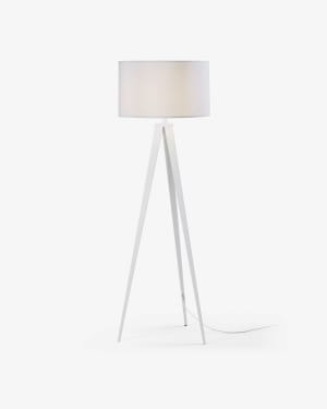 Iguazu floor lamp in steel with white finish UK adapter