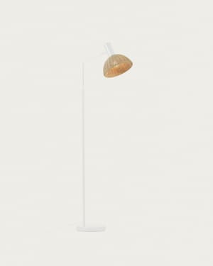Damila floor lamp in metal with white finish and rattan with natural finish