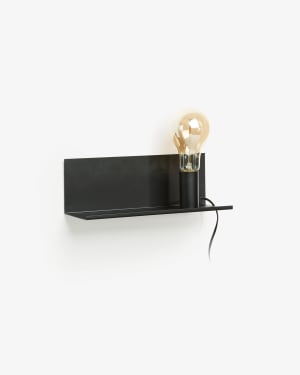 Hannah wall light in steel with black finish 35 cm UK adapter