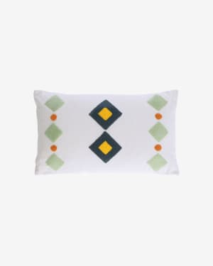 Itri 100% cotton multi-colour rhombus cushion cover white 30 x 50 cm