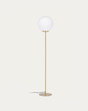 Mahala floor lamp in steel and frosted glass UK adapter