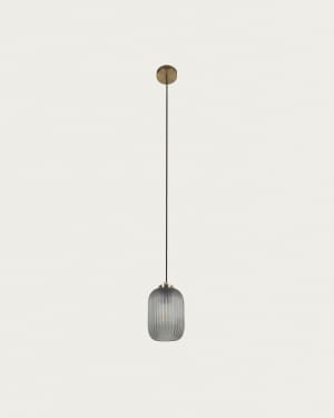 Hestia metal ceiling light with brass finish and grey glass