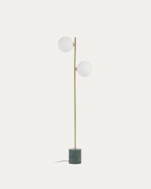 Lonela floor lamp in marble with green finish UK adapter