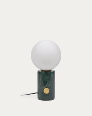 Lonela table lamp in marble with green finish UK adapter