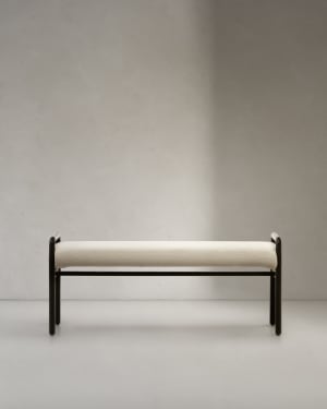 Macaret bench with removable cover solid oak wood with black finish 120 cm FSC Mix Credit