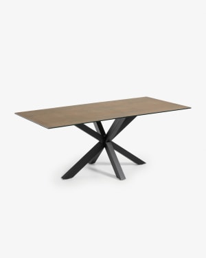 Argo table 200 x 100 cm porcelain Iron Corten finish black legs