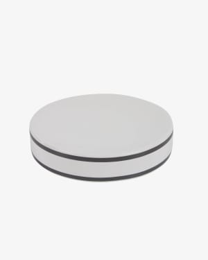 Arminda white ceramic soap dish with black detail