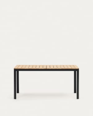 Bona aluminium and solid teak table, 100% outdoor suitable with black finish, 160 x 90 cm