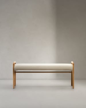 Macaret bench with removable cover solid oak wood with natural finish 120 cm FSC Mix Credit