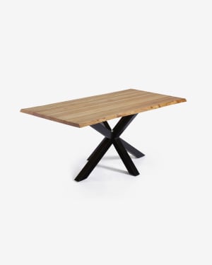 Argo oak veneer table with natural finish and steel legs with black finish 160 x 90 cm