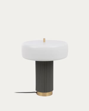 Serenella table lamp in metal with white and green painted finish UK adapter