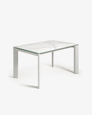 Axis porcelain extendable table in White Kalos finish with grey legs 140 (200) cm