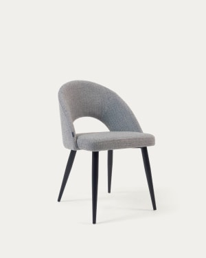 Grey Mael chair with steel legs with black finish FSC 100%