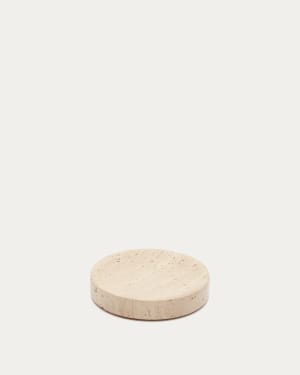 Macre beige travertine soap dish