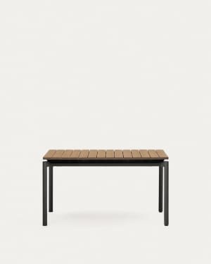 Canyelles extendable outdoor table, plastic lumber & matte black aluminium, 140 (200) x 90 cm