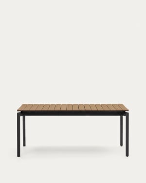 Canyelles extendable outdoor table, plastic lumber & matte black aluminium, 180(240) x 100 cm