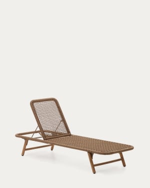 Chaise longue Dandara structure en acier corde beige et pieds en bois acacia  FSC 100 %
