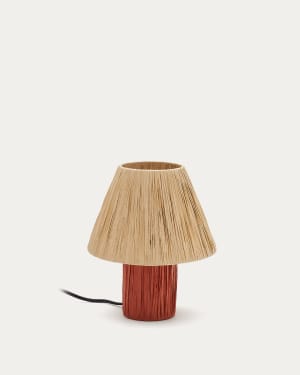 Pulmi table lamp in natural and terracotta raffia