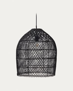 Abat-jour pour suspension Domitila en rotin avec finition peinture noire Ø 44 cm