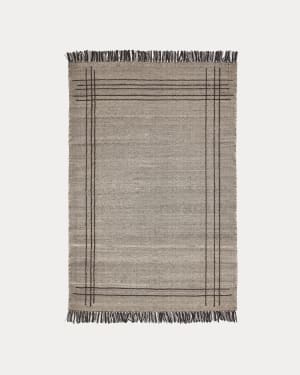 Χαλί Eneo, μπεζ και καφέ κρόσσια, 160x230εκ