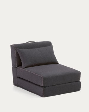 Arty pouffe bed in dark grey, 70 x 89 (200) cm