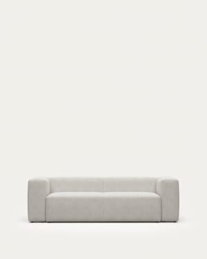 Blok 3 seater sofa in white fleece, 240 cm FSC Mix Credit FR