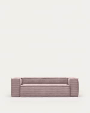 Blok 3-seater sofa in pink thick corduroy 240cm FSC Mix Credit