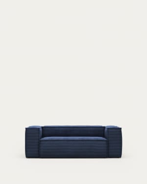 Blok 2 seater sofa in blue corduroy, 210 cm FSC Mix Credit FR