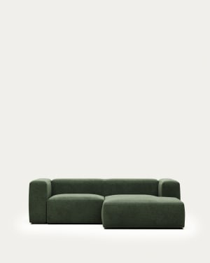 Blok 2 seater sofa with right hand chaise longue in green, 240 cm FSC Mix Credit FR