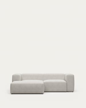 Blok 2 seater sofa with left side chaise longue in white fleece, 240 cm FSC Mix Credit FR