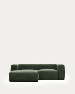 Blok 2 seater sofa with left hand chaise longue in green, 240 cm FSC Mix Credit FR